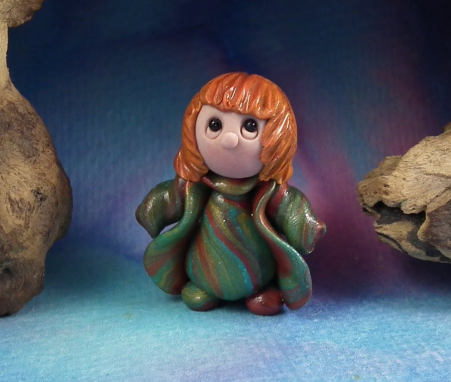 Tiny Hatless Gnome 'Collee' OOAK by Ann Galvin