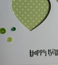 Happy Birthday Card -Spring Green and White Polka Dot Heart Aperture - Image 3