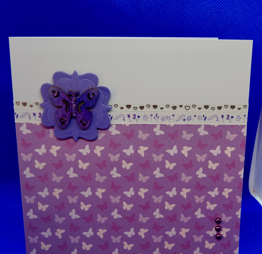 Purple butterfly blank  card 