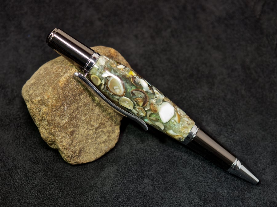 Real seashell twist pen made on Orkney. S25