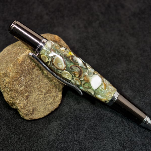 Real seashell twist pen made on Orkney. S25