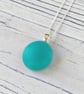 Aqua frosted glass pendant with chain - Image 2