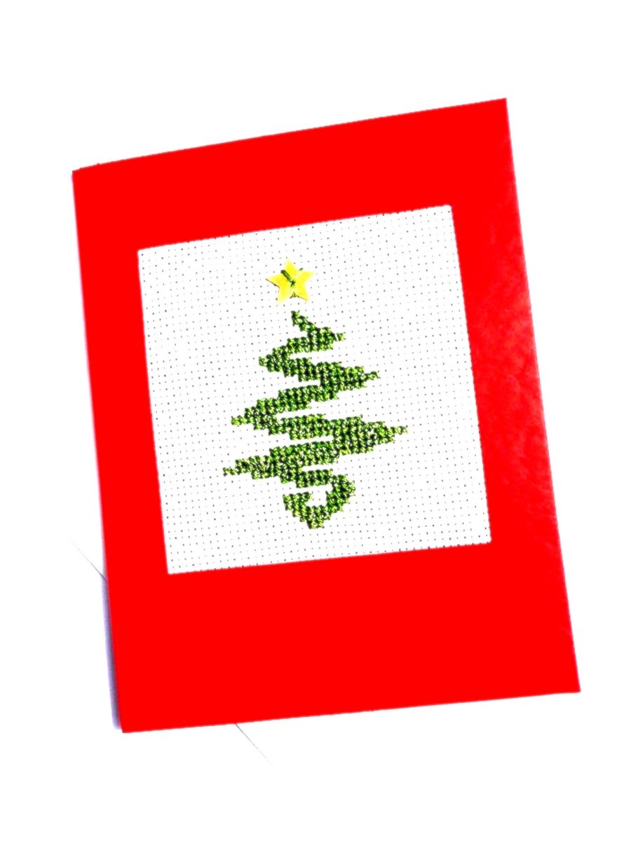 Modern Shiny Tree Cross Stitch Cards 