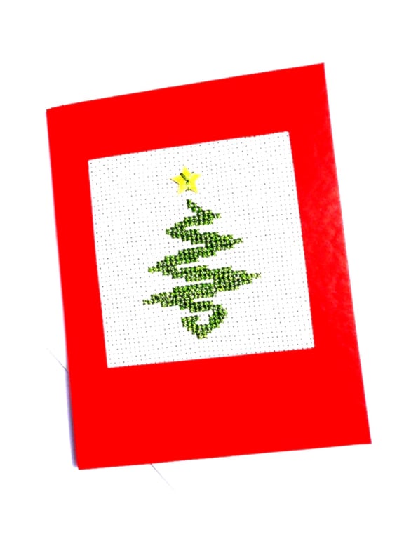 Modern Shiny Tree Cross Stitch Cards 