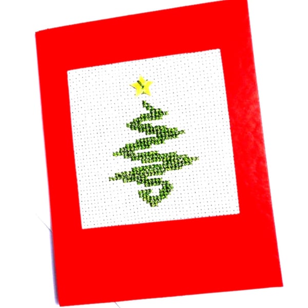 Modern Shiny Tree Cross Stitch Cards 
