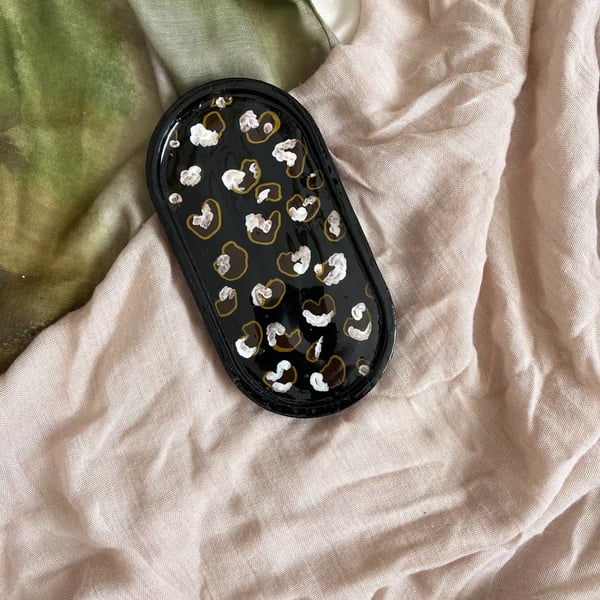 Animal print handmade black trinket tray