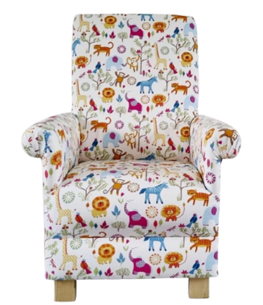 Jungle Boogie Fabric Adult Chair Safari Animals Nursery Armchair Lions Jungle