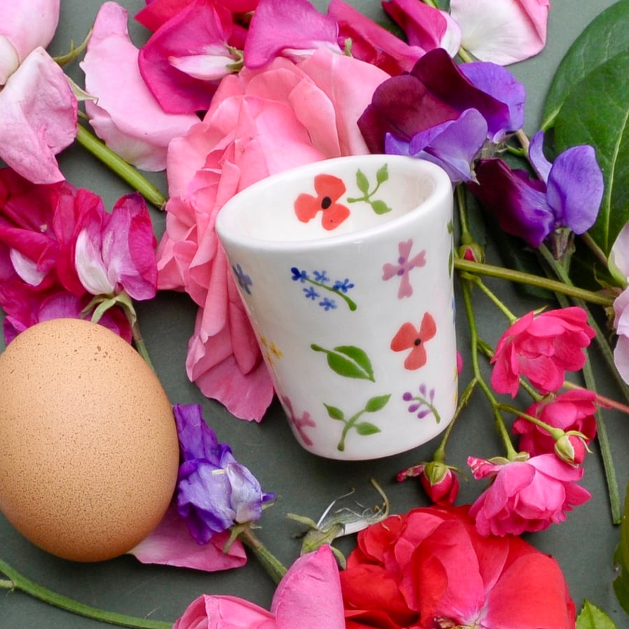 Wild Flowers Egg Cup - Hand Painted - SALE