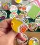 Handmade Spring Ceramic brooch, Hand Made Pottery Badge - Image 1