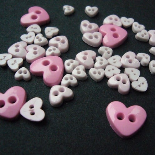Mini Pink Heart Buttons