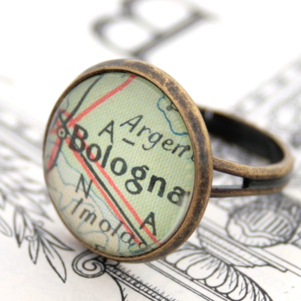 Personalized Adjustable ring with Map fragment