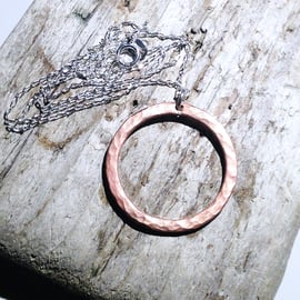 Copper Hoop Pendant Necklace - UK Free Post