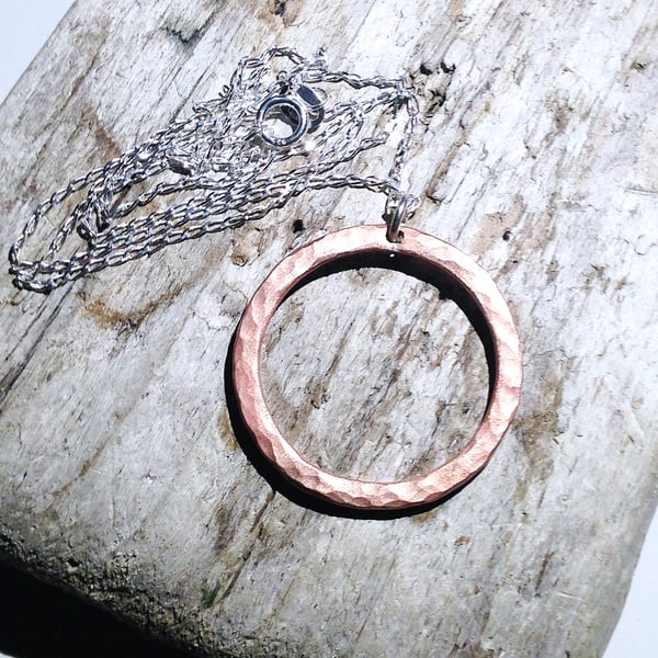 Copper Hoop Pendant Necklace - UK Free Post