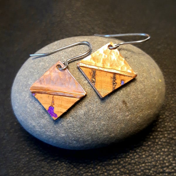 Cork and Copper Diamond Earrings