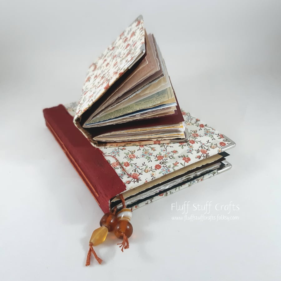 Set of 2 small notebooks, junk journals, handmade