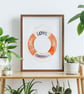 Love Cornwall Lifebuoy Ring A4 Art Print - Image 3