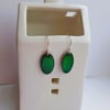 Oval earrings in green enamel on copper 291