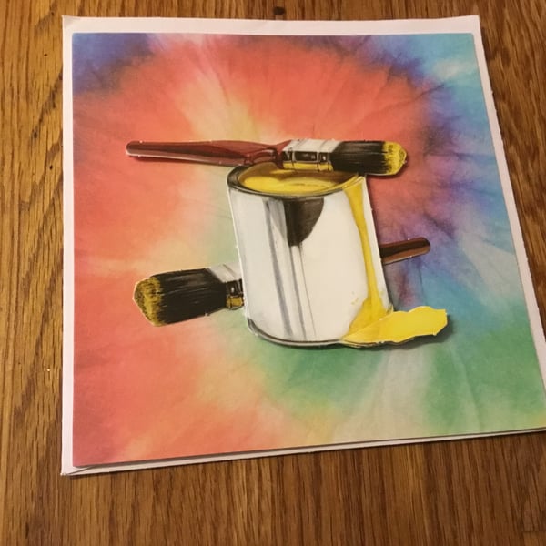 Paint pot decoupage card. Painting. Decorating. Ref 334