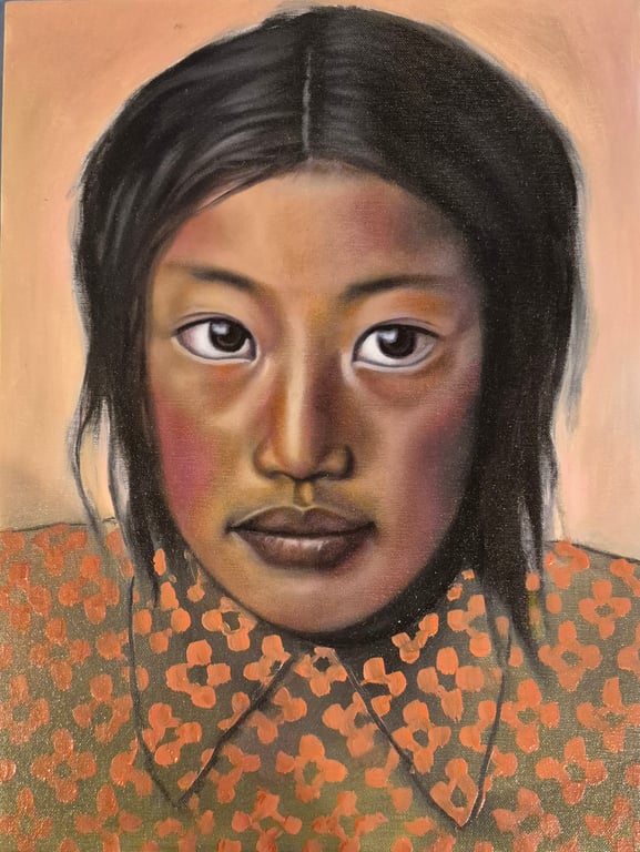 Oil portrait on board. 40.5 x 30.5 cm