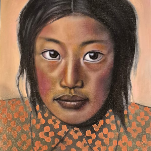 Oil portrait on board. 40.5 x 30.5 cm