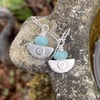  silver and amazonite earrings Ulu tribal blade