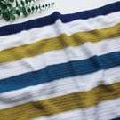 Large Stripe Crochet Baby Toddler Blanket In Blue & Green