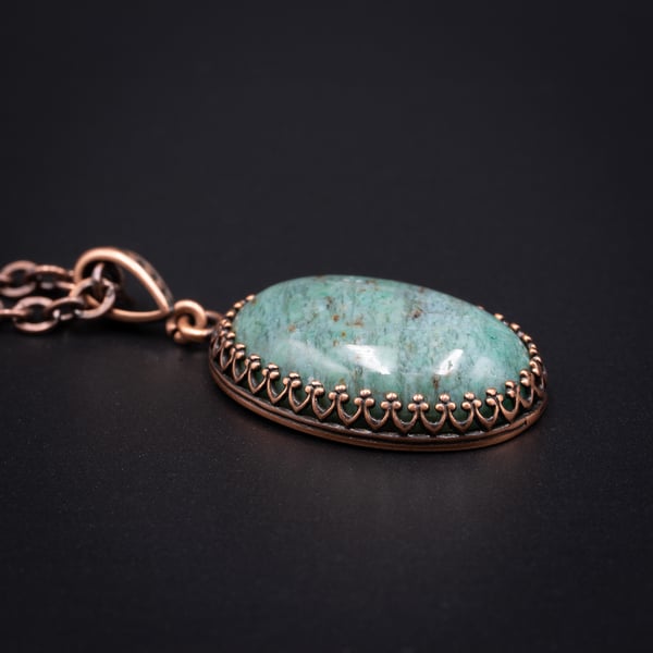 Jasper and copper handmade semiprecious stone pendant necklace, Pisces jewelry