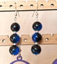 Blue Crackle Glass & Silver Drop Earrings - Handmade Jewellery - Image 2