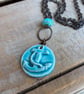 Handmade Ceramic Anchor Necklace. Nautical Style Pendant with Brass Chain - Image 4