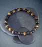 Bracelet Tigers Eye and Onyx gemstone stretch design 1 of 3 - Image 10