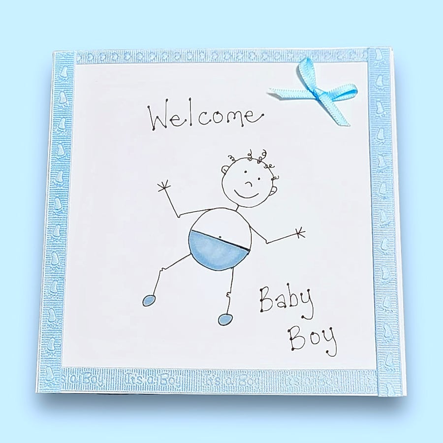  Baby boy  Whimsical Folk card