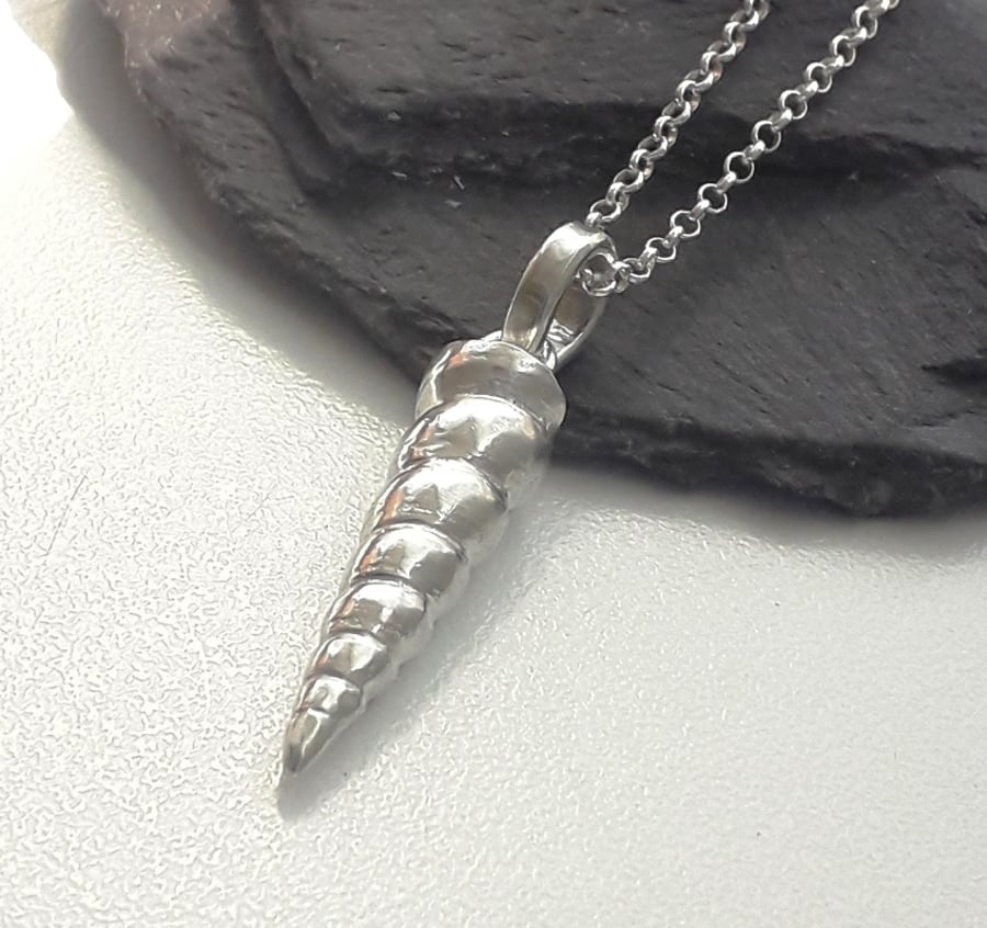 Sterling Silver Unicorn Horn Necklace Solid Fully Hallmarked