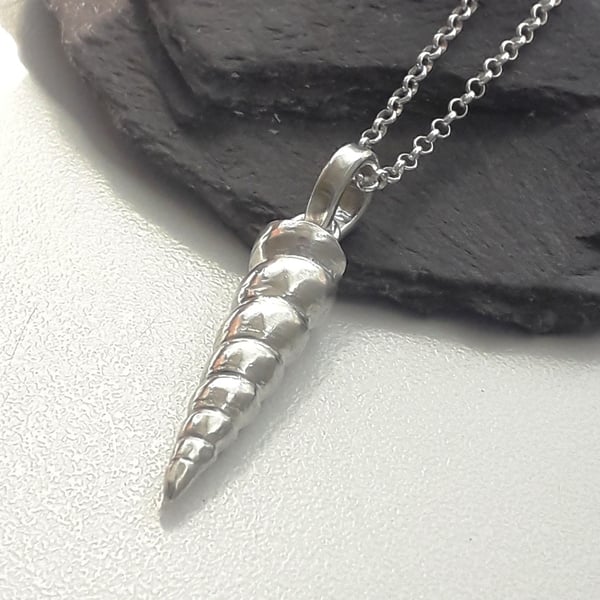Sterling Silver Unicorn Horn Necklace Solid Fully Hallmarked