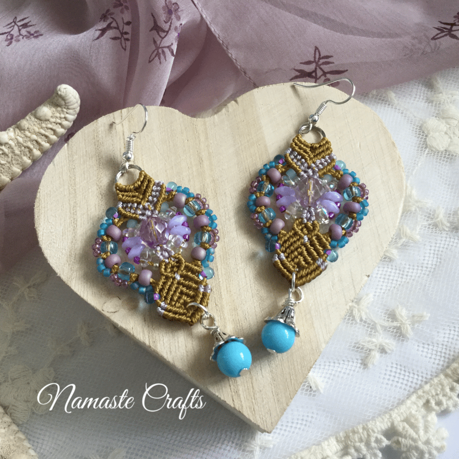 Pretty delicate dangle earrings, spring colours, mothers day gift, love gift