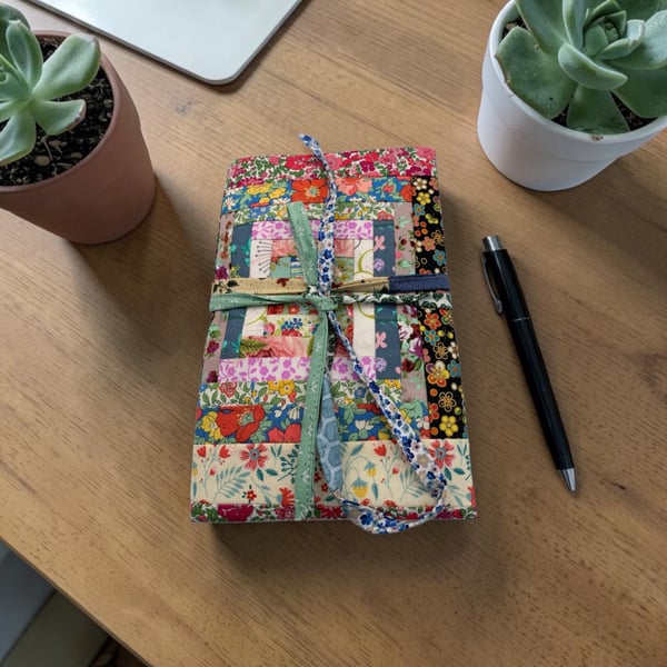 Patchwork A5 Journal Cover - Tie Fastening