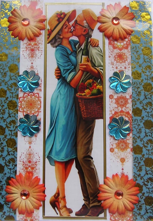 Picnic Dancing - Hand Crafted 3D Decoupage Greeting Card - Blank - 3295