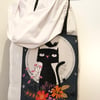 Tote Bag Black Cat Full Moon Stary Nights