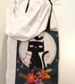 Tote Bag Black Cat Full Moon Stary Nights