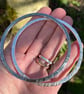 Round oxidised Sterling silver bangle with beaten texture - Image 4