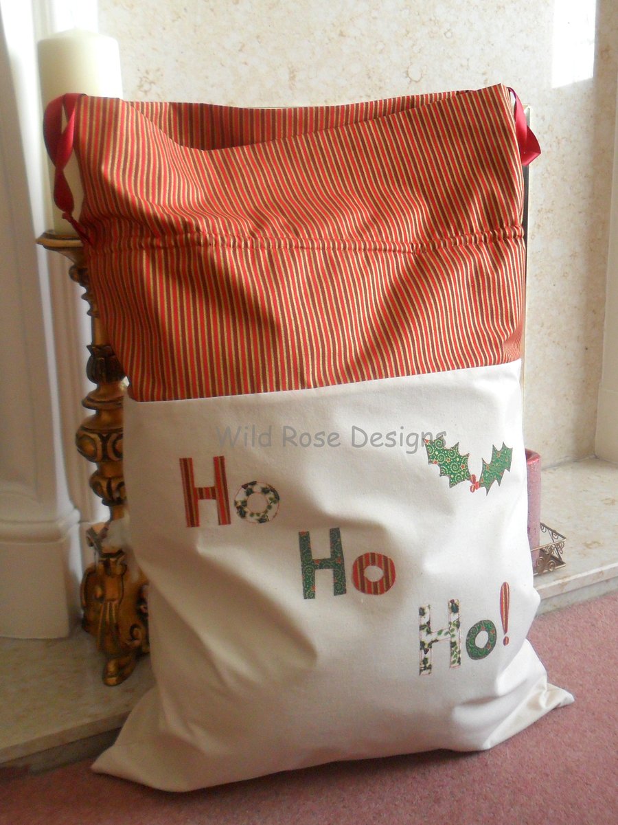 Large Calico Santa Sack    Reduced