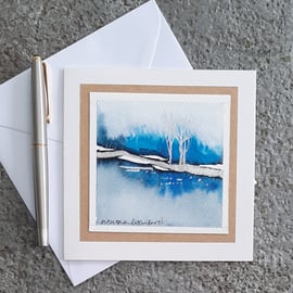 Handpainted Blank Card Abstract Silver Trees. The Card That's Also A Keepsake