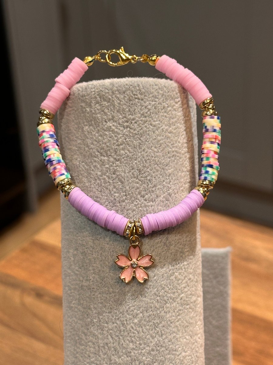 Unique Handmade bracelet with charms - flower