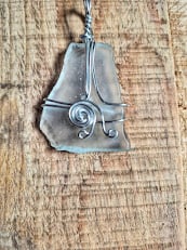 Handmade Frosted Glass Necklace - White Frosted Glass Pendant - Hand Wrapped