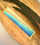 Handmade beadwork bracelet in ocean blue and golden sand colours - Image 1