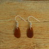 Brown beach glass earrings