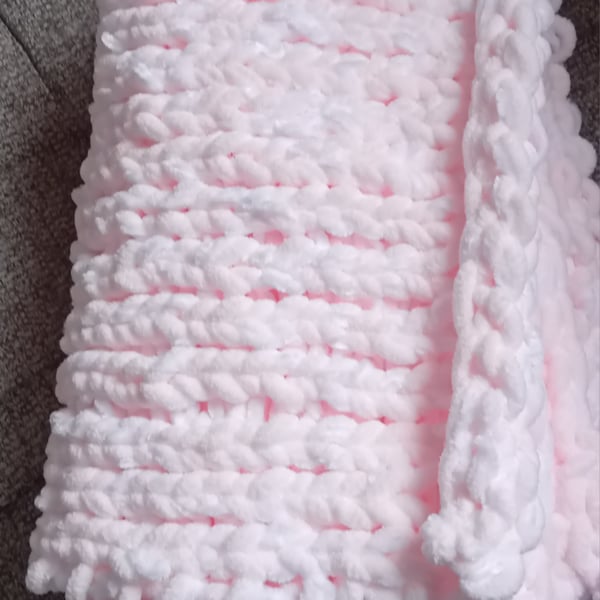 Cosy and Soft Hand Knitted Blanket, Comforter for Baby or Toddler 60x75cm