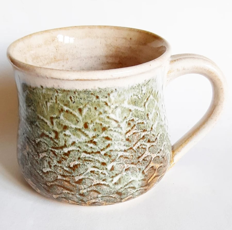 Grey Patterned Mug - Hand Thrown Stoneware Ceramic Mug