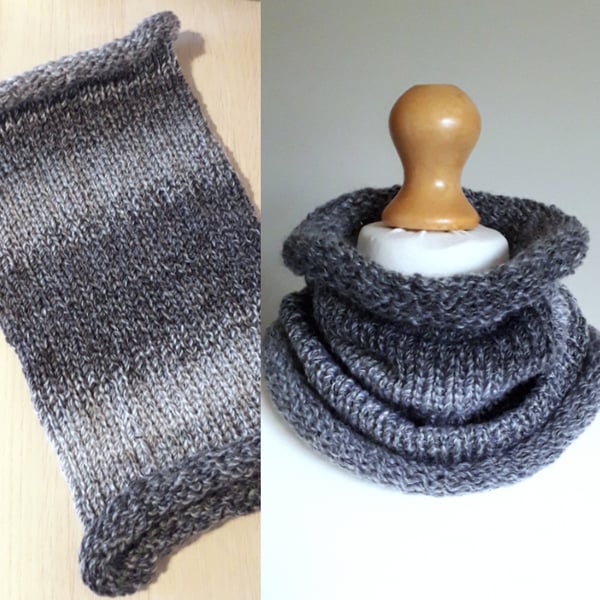 Neck Warmer, Cowl, Scarf, Infinity Scarf - Shades of Grey