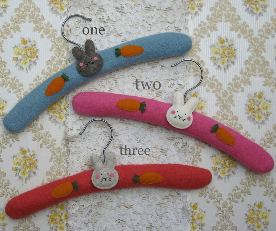 Pair of bunny face children's coat hangers