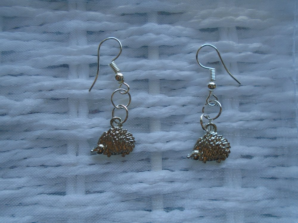 Cute Hedgehog Silver Plated Earrings